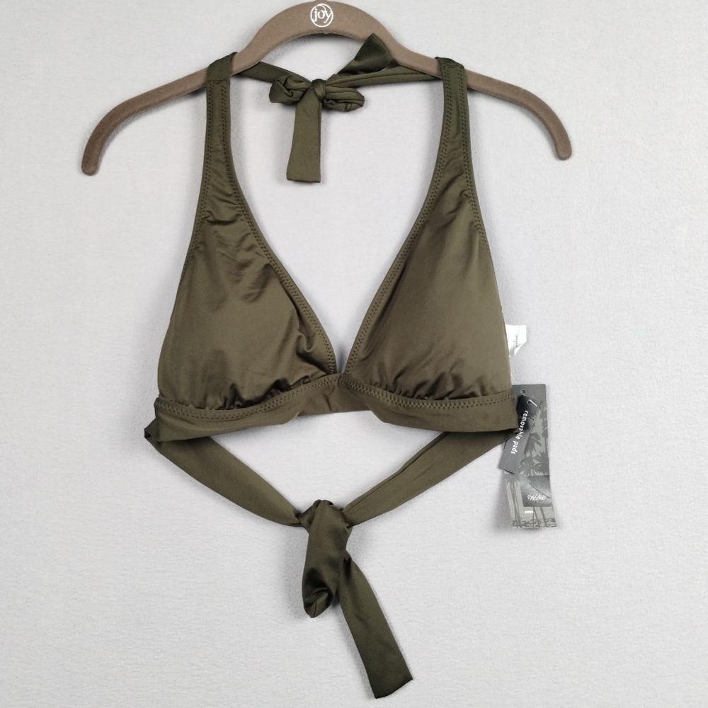 Mossimo Swim Top Large Olive Green Bikini Top Removable Pads